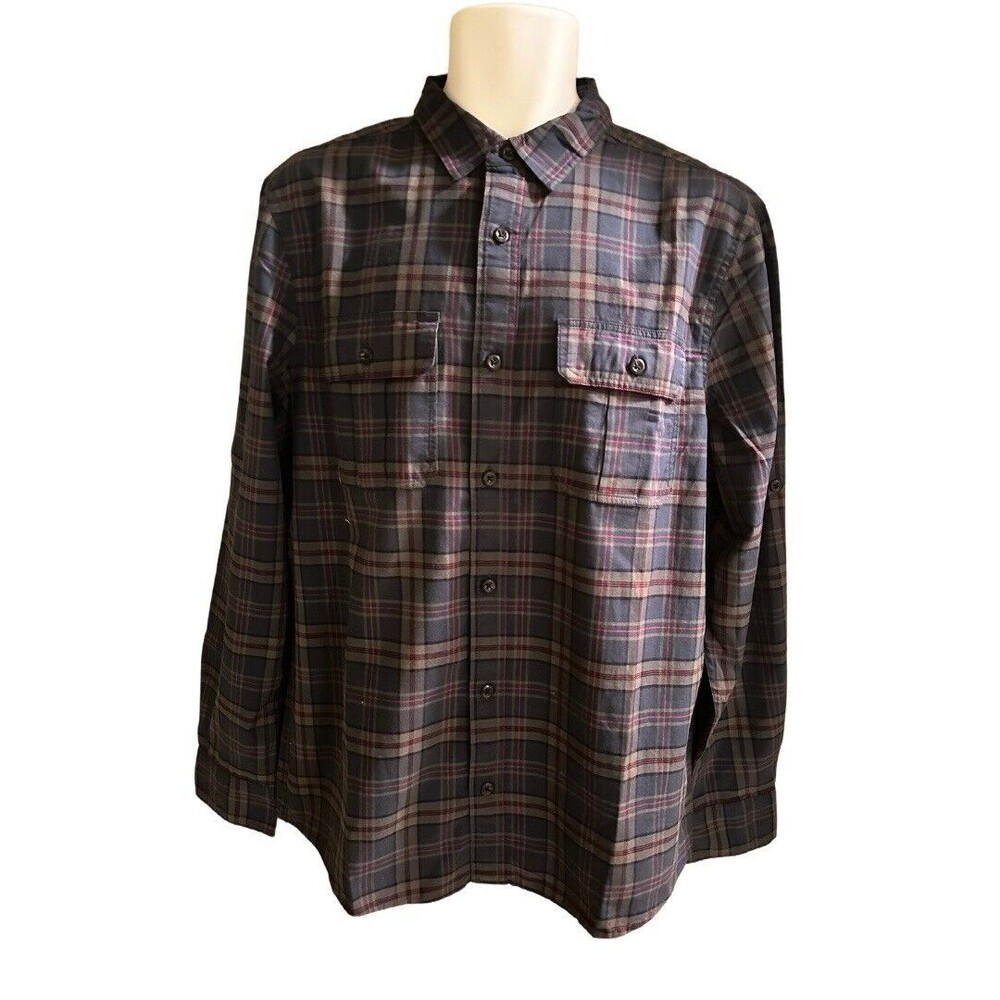 New Alesbury Men's M Indigo Plaid Velasquez Washed Twill Button Up Shirt
